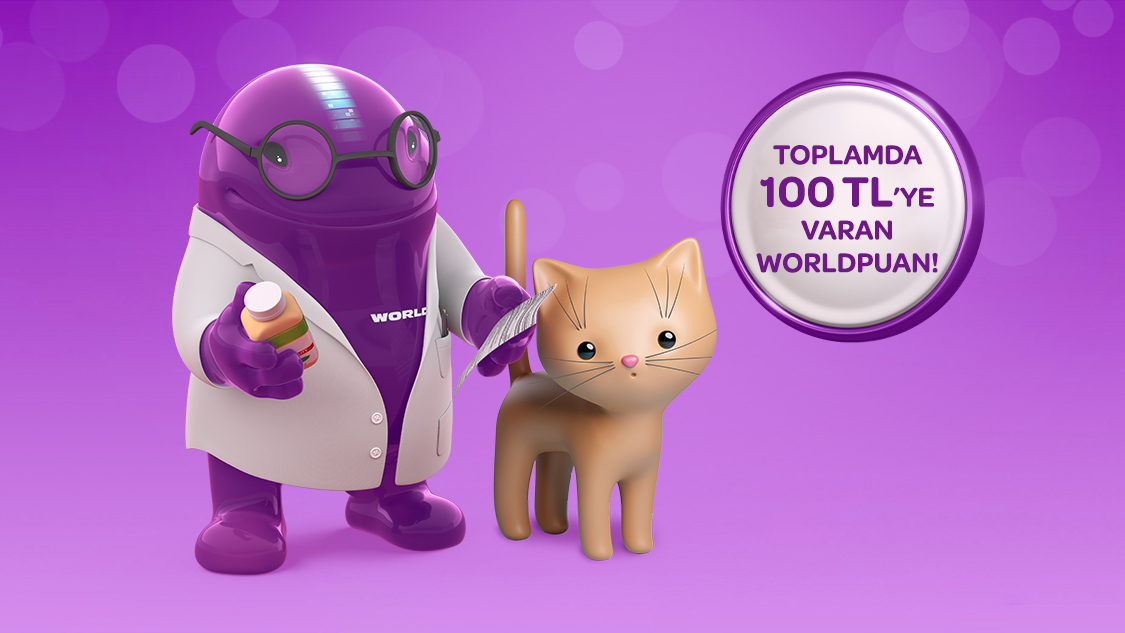 Petshop ve veteriner harcamalarınızda toplamda 100 TL’ye varan Worldpuan!