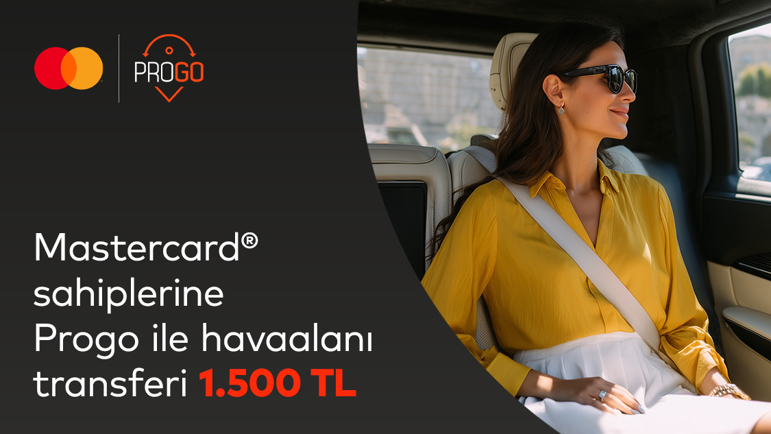 Silver logolu Mastercard sahipleri başlangıç noktası İstanbul içerisinde olan, İstanbul Havalimanı veya Sabiha Gökçen Havalimanı başlangıç veya bitişli havalimanı transferlerini Progo Travel ile 1.500 TL ‘ye gerçekleştirebiliyor.
