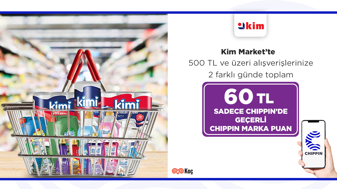 1-30 Kasım 2024 tarihleri arasında fiziki Kim Market’lerinden tek seferde yapacağınız 500 TL ve üzeri alışverişlerinize 30 TL, 2 farklı günde yapılacak alışverişlere Chippin’de geçerli toplam 60 TL Worldpuan!